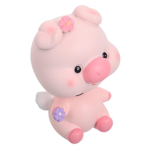 Gatuida Adornos Cabezones para Tablero De Coche y Escritorio, Figurita De Cerdo Resina Pequeña, Decoración Kawaii para Mujer, Accesorio Sacudible para Interior De Automóvil y Fiesta