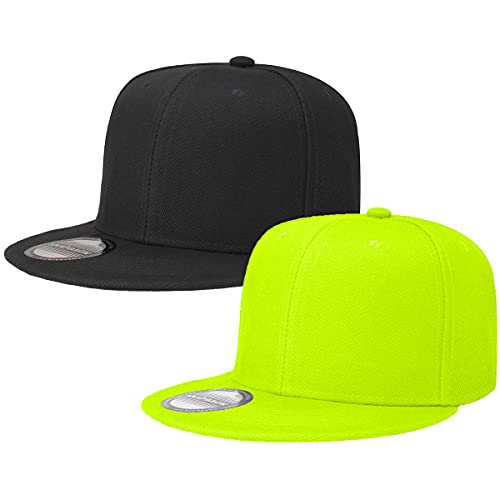 Image of Classic Snapback Hat Cap Hip Hop Style Flat Bill Blank Solid Color Adjustable Size