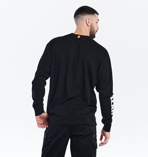 Caterpillar Trademark Banner-Long Sleeve T-Shirt (Regular, Large) Men's