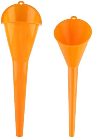 2 Stück Einfülltrichter Set, rechtwinkliges flexibles Kunststoff Trichter Set, Universal Auto Benzin Kraftstoff Trichter mit abnehmbarem Auslauf und langen Trichtern (Orange-2)