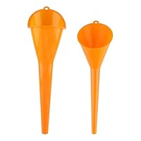 3 Stück Einfülltrichter Set, rechtwinkliges flexibles Kunststoff Trichter Set, Universal Auto Benzin Kraftstoff Trichter mit abnehmbarem Auslauf und langen Trichtern (Orange-2)