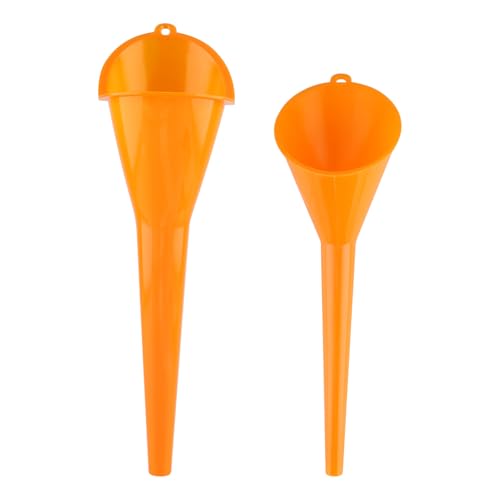3 Stück Einfülltrichter Set, rechtwinkliges flexibles Kunststoff Trichter Set, Universal Auto Benzin Kraftstoff Trichter mit abnehmbarem Auslauf und langen Trichtern (Orange-2)