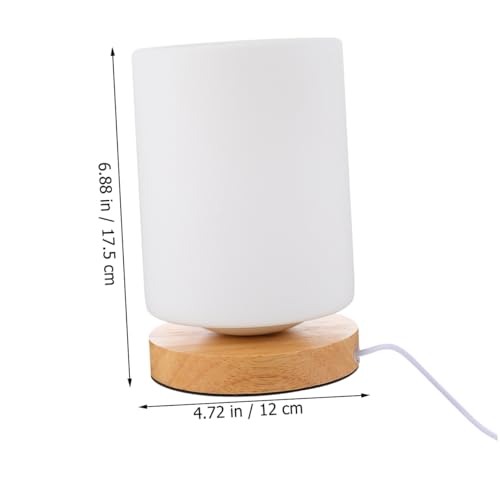 Lámpara de mesa LED BESPORTBLE cilíndrica de madera miniatura 2