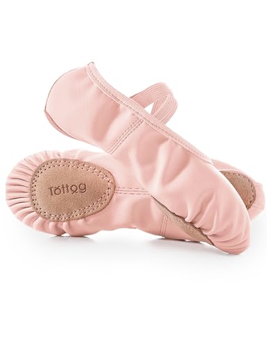 Leather Ballet Dance Shoes for Little Girls, Boys, Toddler Kids Split Sole Ballerina Soft Slippers