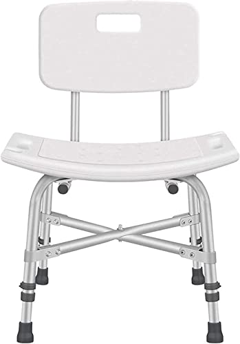 MJMLUCK Tub Shower Chair, with Arms Backrest Elderly Heavy Duty Shower Seat Elderly Disabled Pregnant Women Shower Stool Aid Shower Chair, 51x30.5cm, White (White 51x30.5cm)