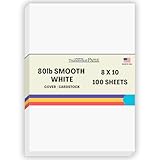 100 Bright White Smooth Card Paper Sheets - 8