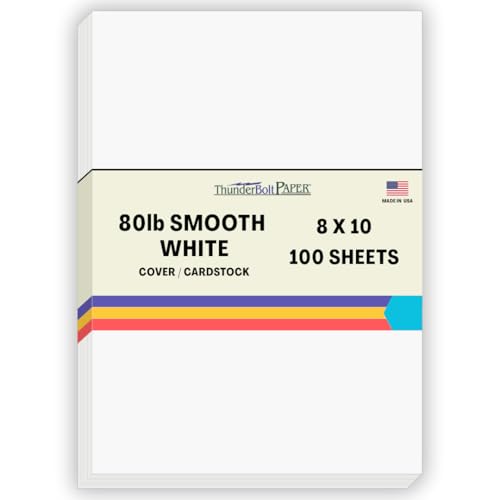 100 Bright White Smooth Card Paper Sheets - 8