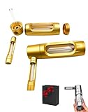Water Pipe - Portable Hidden Compartment Pipe with Box, Airtight Aircraft Grade Aluminum Metal, Pocket-Sized, Easy to Use and Clean(Gold)