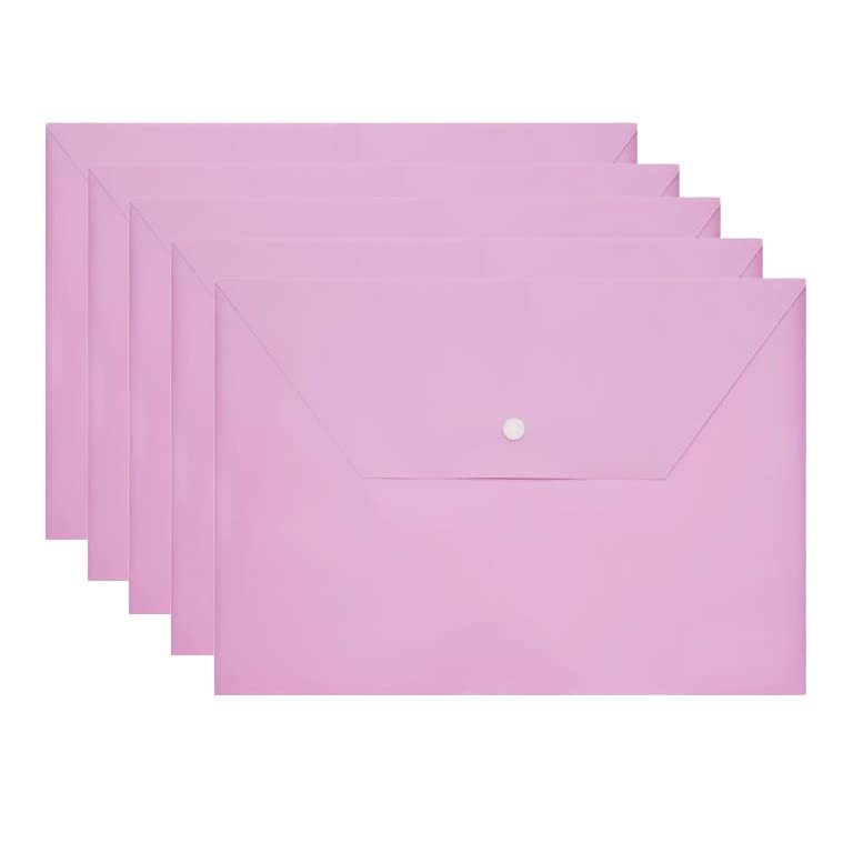 (𝟑𝟎 𝐏𝐜𝐬) A4 Purple Document Wallet Storage Folder A4 Stud Wallets PP folders File Holder Document Organiser (Qty - 3, A4 Document Wallet, Purple) — image 1