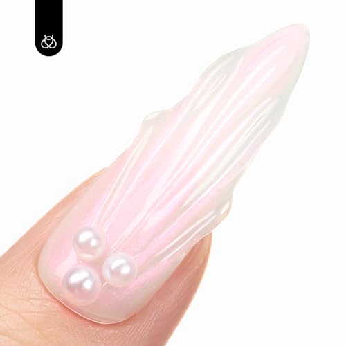 Image of beetles Gel Polish 2 In 1 Pearlescent Glitter Gel Top Coat 1Pcs 15ml | Pearl Nail Polish Glossy Shiny No Wipe Top Coat Soak Off UV Led Long Lasting Highly Shine Manicure Gifts for Women