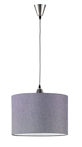Trio Leuchten LED Pendelleuchte Cosinus 306500107, Metall Nickel matt, Stoffschirm grau, exkl. 1x E27 Trio Leuchten LED Pendelleuchte Cosinus 306500107, Metall Nickel matt, Stoffschirm grau, exkl. 1x E27