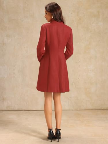 Image of Hobemty Women's Tweed Blazer Dress Collared Double Breasted A-Line Formal Work Dresses