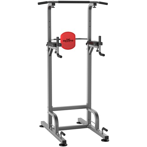 RELIFE REBUILD YOUR LIFE Power Tower Pull Up Bar Station Workout Dip Station for Home Gym Strength Training Fitness Equipment