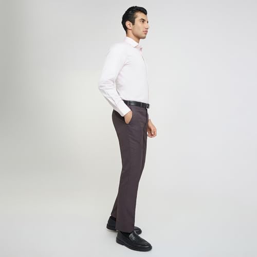 Image of Park Avenue Men's Regular Fit Mid Rise Solid Pattern Poly Viscose Blend Flat Front Formal Trouser