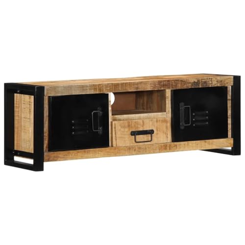 Vetnasa Mueble de TV Madera Maciza de Mango Rugosa 100x30x35 cm Mobiliario, Muebles TV Marrón 19,2 KG