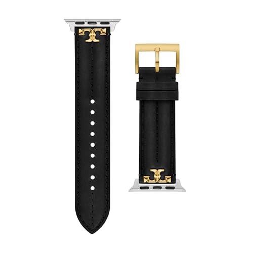 Tory Burch Women's Kira Black Leather Band for Apple Watch® (Model: TBS0107E)