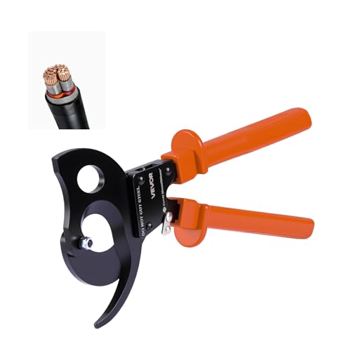 VEVOR Cortador de Cables de Trinquete 325 mm, Cortador de Alambres y Cables de Cobre-Aluminio 500 mm², Cortacables con Hojas de Acero con Mangos Recubiertos de PVC y Botón de Liberación Rápida