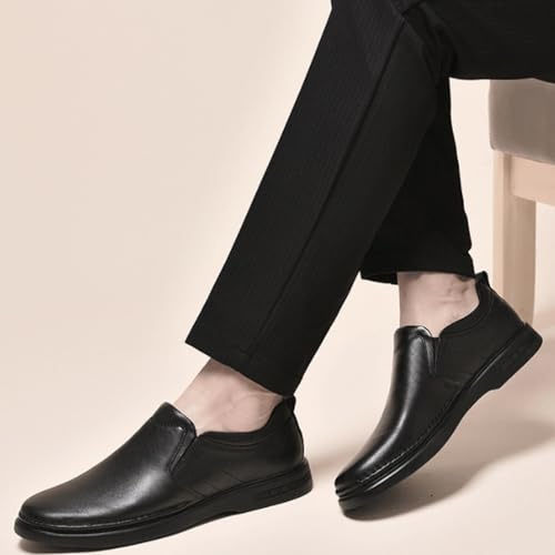 Men's Dress Oxford Formal Shoes French Leather Outdoor Slip-on Plain Toe Non Slip Block Heel Anti-Slip Shoe for Casual Wedding Party Prom4