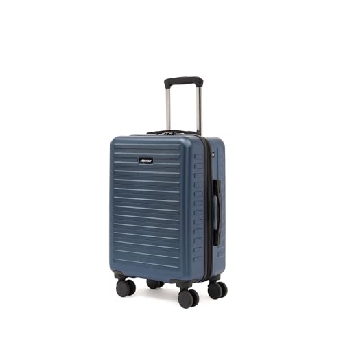 Image of THE ASSEMBLY Hard-Sided Cabin Luggage Lightweight 55 Cms - Premium Polycarbonate Trolley Bag With Spinner Wheels For Flight Travel 20 Inches - Blue, Small