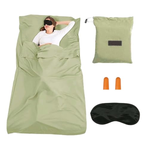 ZHYUAN Sac de couchage de refuge ultra léger, avec masque pour les yeux et bouchons d'oreille, fin et confortable pour l'été, la randonnée, les hôtels et...