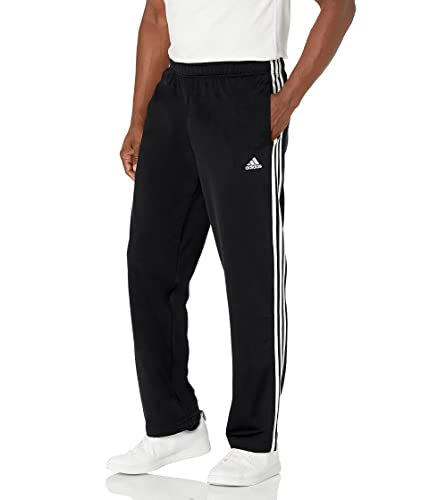 adidas Men's Essentials Warm-up Open Hem 3-stripes Tracksuit Bottoms, Black/White, 4X-Large Big