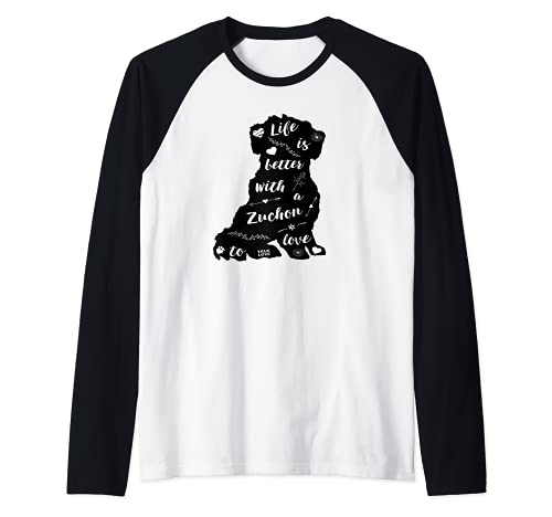 Zuchon Dog Design for Zuchon Dog Lovers Raglan Baseball Tee, Black