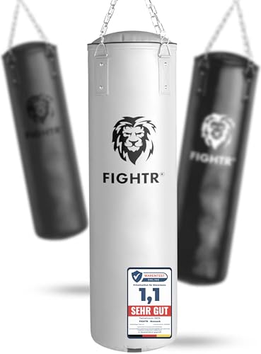 FIGHTR® Boxsack gefüllt/ungefüllt - extrem robust & langlebig | Boxsack Set inkl. 4-Punkt-Stahlkette für Boxen, Kickboxen, MMA, Muay Thai und weitere Kampfsportarten
