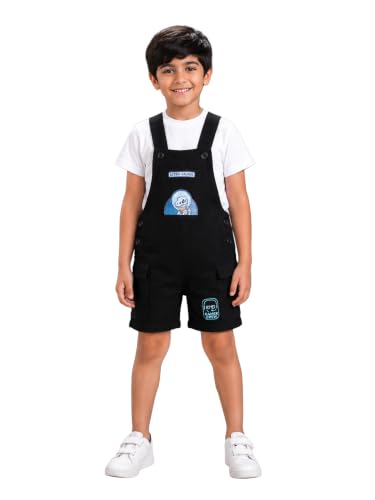 Image of KiddoPanti Unisex Denim Cargo Dungaree Shorts | 69.1% Cotton 29% Spun Poly 1.9% Spandex | Above Knee Length | Soft Breathable Summer Dungaree