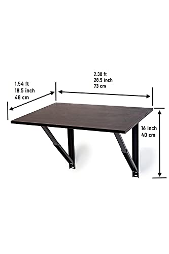 Image of Compal Engineered Wood Wall Mount Folding Table | 1 Year Warranty | Study & Computer Table, Foldable For Work From Home, Wall Mounted (18.5 inch x 28.5 inch Brown)