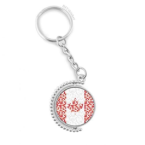 Porte-clés Canada avec drapeau mosaïque rotatif en métal de 3 cm x 9 cm