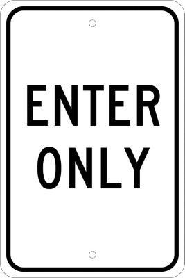 NMC TM36J Traffic Sign, Legend "Enter ONLY", 12" Length x 18" Height, Engineer Grade Prismatic Reflective Aluminum 0.080, Black On White