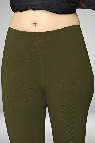 Image of Women's Cotton Skinny Leggings with Ankle Length Solid Pattern Mid Rise and Elastic Closure | Cotton Skinny Leggings for Womens