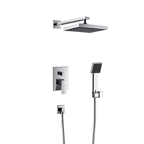 Pomme de douche carrée et mitigeur cuivre 2 voies encastrable