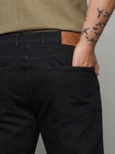 Image of Urbano Plus Men's Relaxed Fit Washed Denim Jeans Non-Stretchable