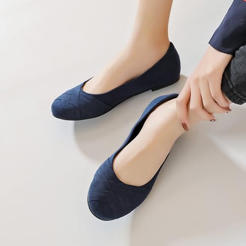 Image of Ataiwee Women's Wide Width Flats Shoes - Casual Comfortable Round Toe Plus Size Ballet Shoes.