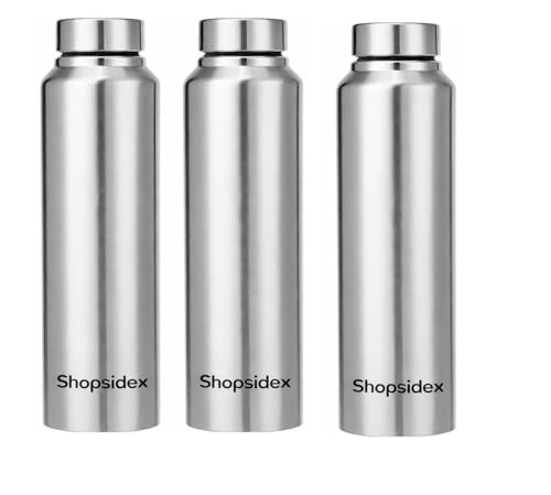 Image of bottle Stainless Steel Water Bottle, 1000 ml, Silver, Leak-Proof, Modern Design Stainless Steel Water Bottle,school /college /office /home /kitchen /gym /travelling (Pack 3)