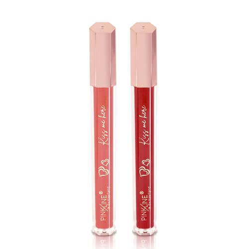 Image of PINK LINE Intense Matte Velvet Lip Gloss /Non-cracking Anti-transfer Long-Lasting Waterproof Liquid Lipstick /Lip Gloss Set (Pack of 2)