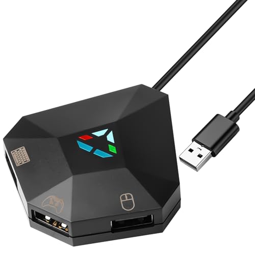 Leikurvo Adapter Maus Tastatur - Kompatibel mit PS4/Xbox/Switch - Gaming Tastatur Mouse Konverter f&uuml;r Xbox One/360, PS3/PS4, Switch - Unterst&uuml;tzt Type-C & Micro-USB