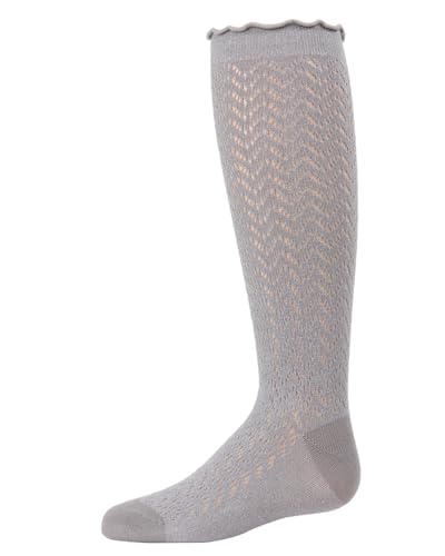 MeMoi Girls Open Work Shimmer Cotton Blend Knee High Socks