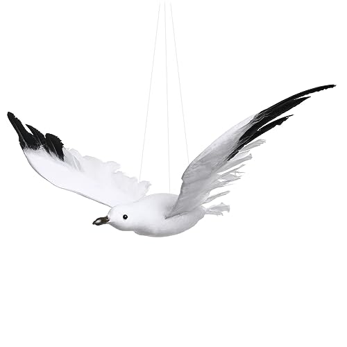 VINTORKY 3 Piezas Adorno Colgante con Diseño De Gaviota Figura De Pájaro Estatuilla De Animales Náuticos Carillón De Viento De Pájaro Colgante Artificial En Forma De Gaviota Concha Black