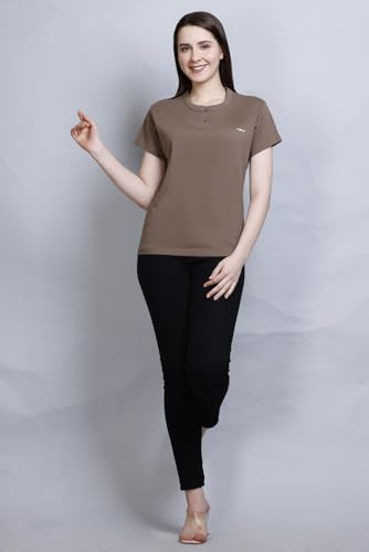Image of CUPID Women Comfortable Cotton Round Neck Half Sleeve Casual T-Shirt, Sleep, Night, Yoga, Daily Gym n Lounge Wear Short Tee /Top for Girls