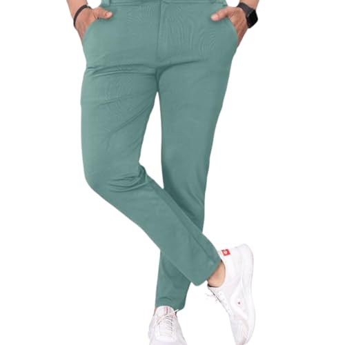 Image of COMBRAIDED Men's Slim Fit Stretchable Casual Trousers | Stylish Lycra Blend Pants for Office, Party