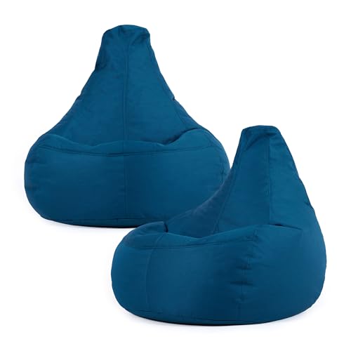 Bean Bag Bazaar Dalton Gaming Bean Bag Chair, Teal, 2 Pack, Water Resistant Fabric, Recliner Beanbag for Indoor and Outdoor Use with Filling Included, Gaming, Bedroom, Living Room, Garden