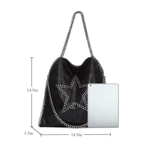 Bolso Hobo Grande de Cuero Sintético con Cadena para Mujer miniatura 7