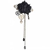 Steampunk Lolita Gear Rose Floral Hair Clip Brooch Vintage Gothic Chains Tassels Headwear