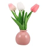 OSALADI ダイニングテーブル センターピース 造花 チューリップ アレンジメント ポット入り 家用 デコレーション リビングルーム デスクトップ 飾り