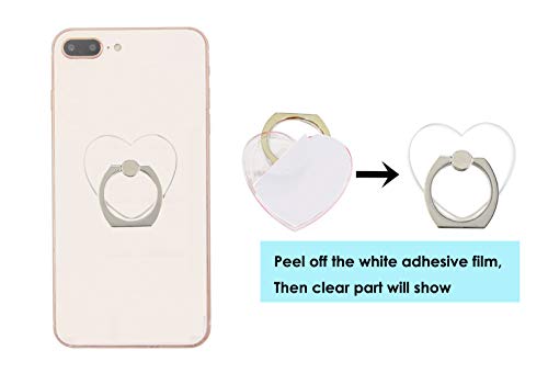 Transparent Heart Cell Phone Ring Holder Kickstand,360 Rotation Clear Heart Cell Phone Finger Ring Grip Stand for Phones,Pad