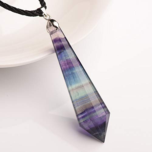 EASTCODE Wholesale Colorful Fluorite Natural Stone Pendant Spirit Pendulum Pendant Rope Chain Necklace Lucky for Women Men Stone Jewelry