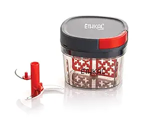 Ethical Plastic 2 in 1 Vegetable & Dry Fruits Premium Handy Chopper 650ML with Whisker & 3 Blades (Grey)