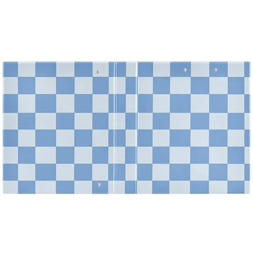 Image of 3 Ring Binder Blue Checkered White Buffalo Plaid 1.5 inch Binders Three Ring Binders with Clipboard Fit 8.5'' x 11'' Paper 3 Interior PVC Clear Pockets for Office Supplies